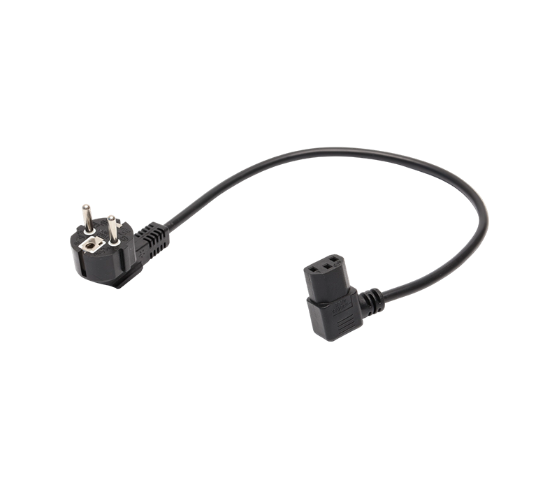 JT008/FY003+ST3W 16A 250V European Standard Three-Pin 90-Degree Elbow Plug With 90-Degree IEC C13 Connector