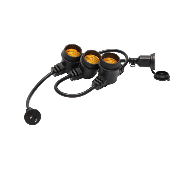 JD-PA Outdoor Waterproof String Lights with E27/E26 Sockets and S14 Bulbs Featuring US-Style 2-Pin Waterproof Plug and Socket
