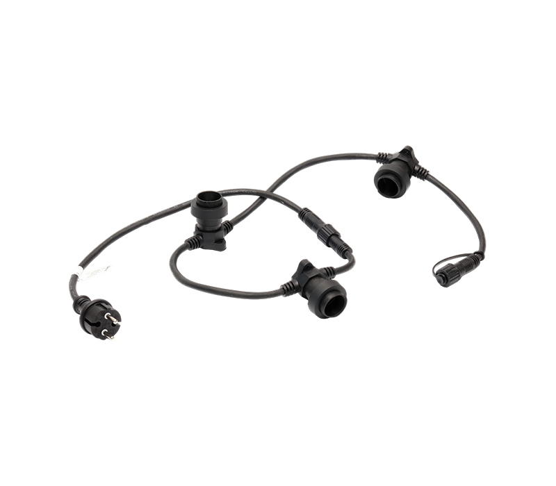 JD-PB Black LED Strip Light with 2-Pin Euro-Style Waterproof Plug (16A) and Waterproof Connector