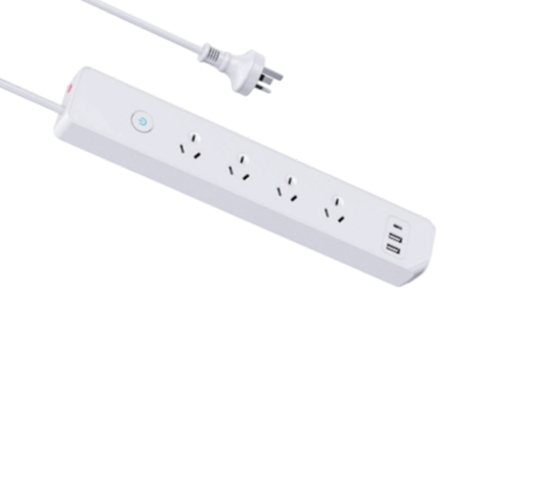 AU05 Australian-Style Power Strip with 4 Outlets, 2 USB-A Ports, And 1 USB-C Port