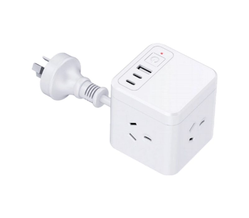 AU10 Wired Cube Power Strip with 3 Australian-Style Outlets